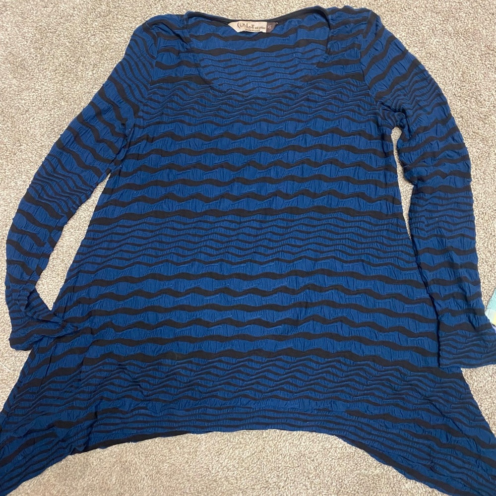 💛Chalet Blue and Black Striped Long Sleeve Top